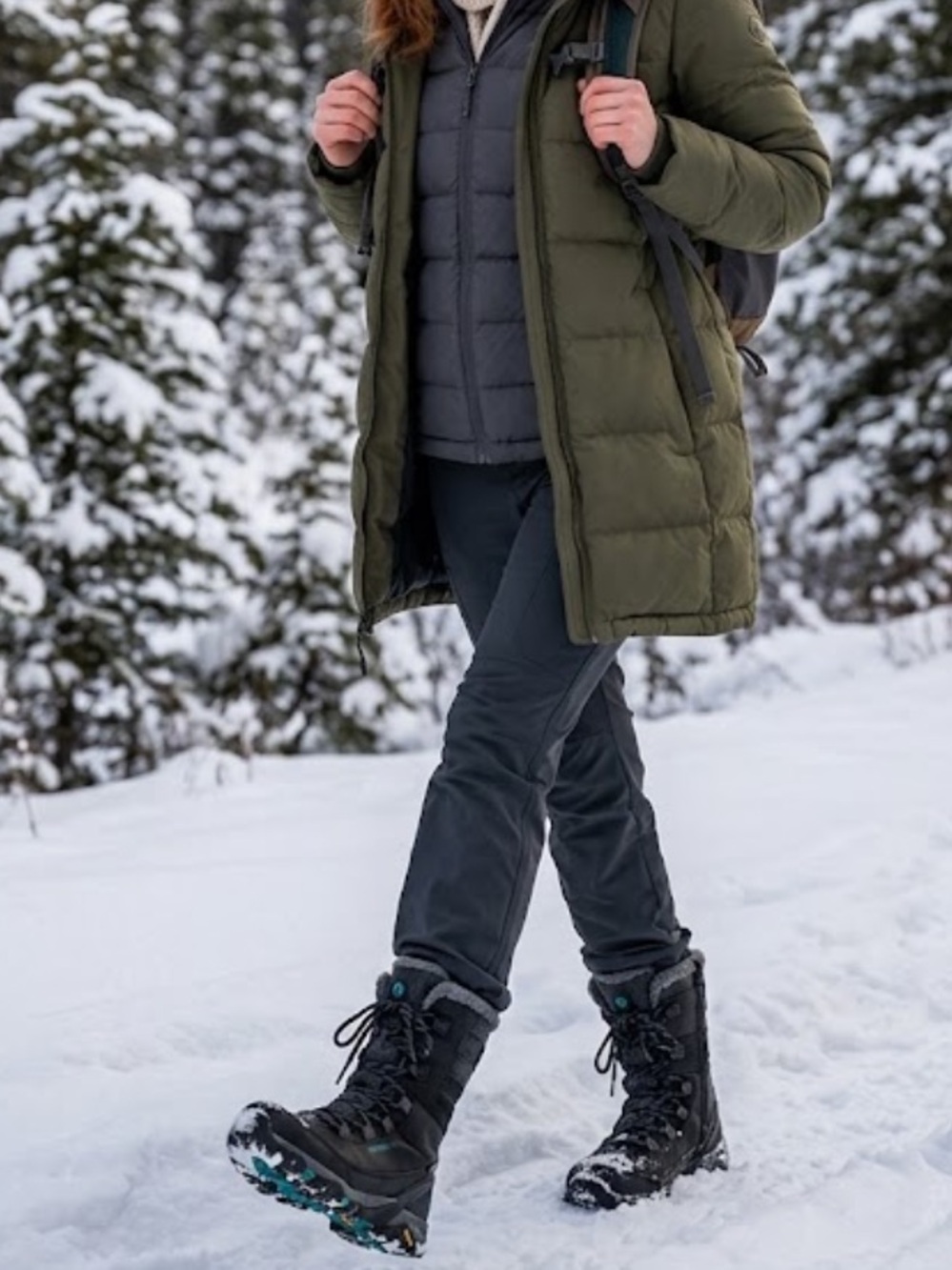 Merrell Black Winter Trail Boots with Green Outsole